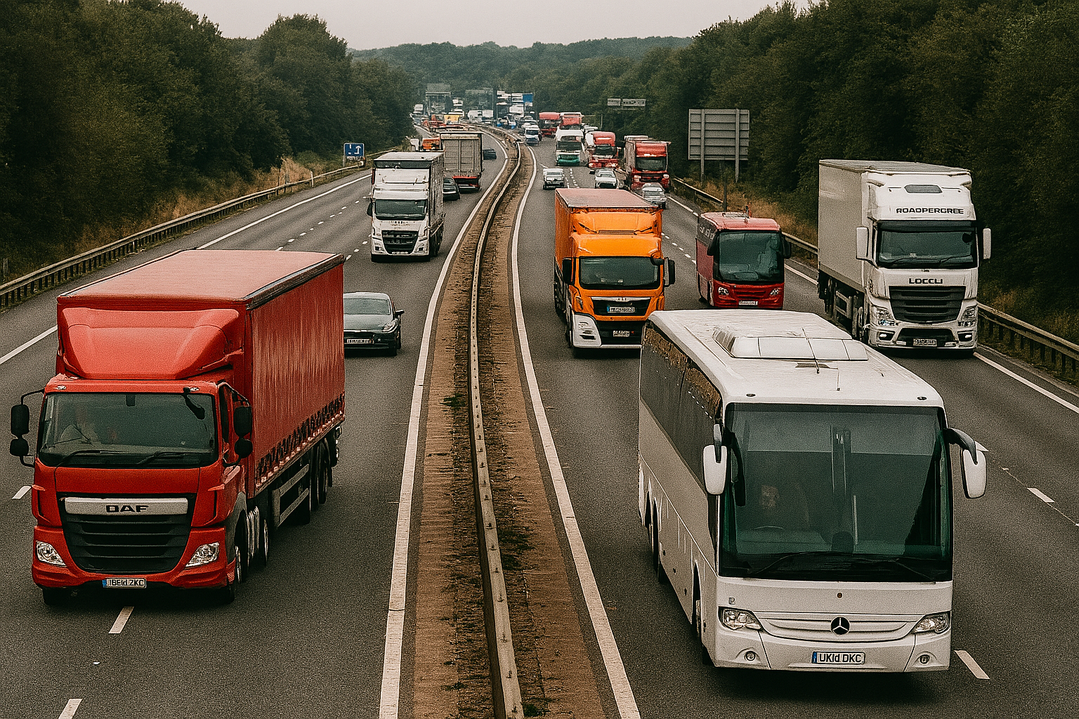a motorway with truc a motorway with truc